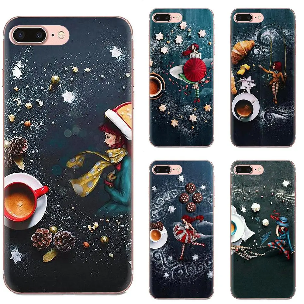 Кофе чашки девушка Еда с чертежной конструкцией чехол для телефона Huawei Honor 4C 5A 5C 5X6