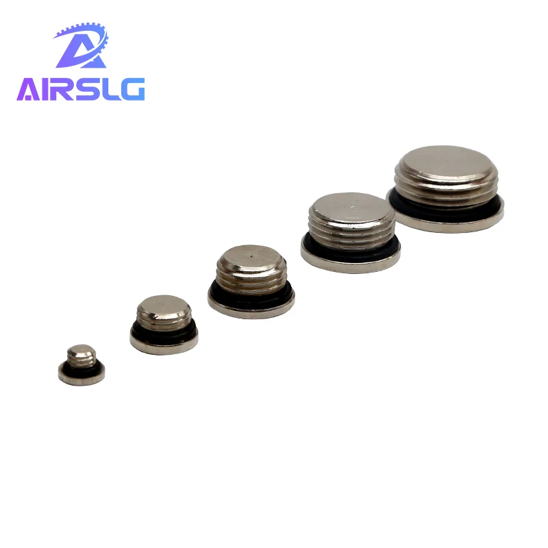 

10Pcs/lot M5 1/8 1/4" 3/8" 1/2" 3/4" copper inner hexagonal plug with sealing ring plug copper plug End Cap For Pneumatic