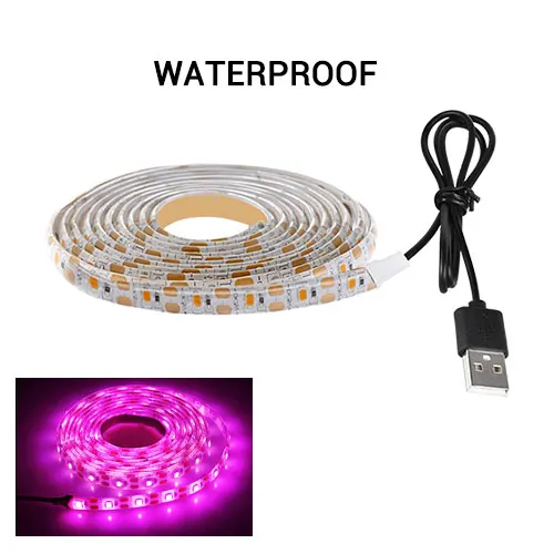 Waterproof Светодиодный светильник для выращивания растений, 5 В, USB, 5 м, 2835, полный спектр, фитолампа для выращивания растений, для помещений, теплица, гидропонный светильник для выращивания растений, s - Испускаемый цвет: Waterproof