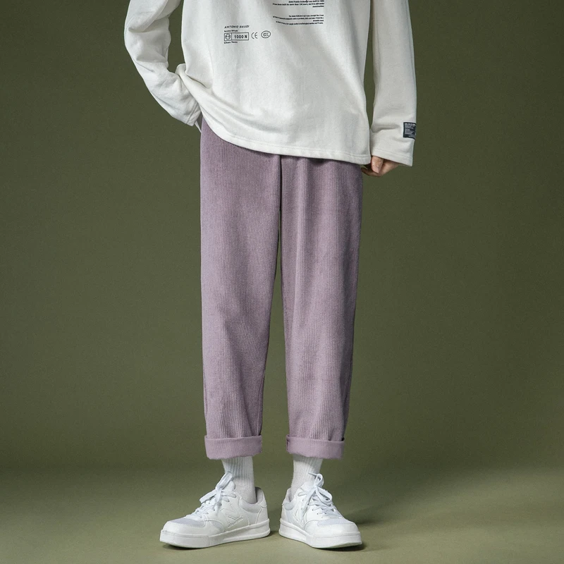 

Winter Thick Corduroy Pants Men Fashion Cotton Casual Pants Men Streetwear Hip Hop Loose Straight Trousers Mens S-2XL
