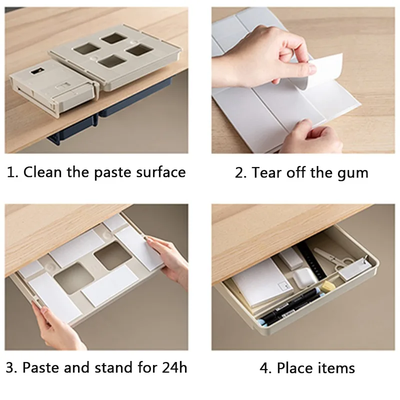 

Under Desk Drawer Adhesive Pen Holder Desk Organizer Pencil Case For Office Stationery Hidden Storage Boxes for Books File