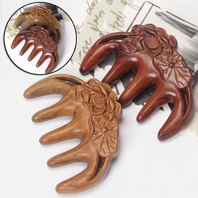 

Massage Comb Green Sandalwood Comb Wide Tooth Clear Meridian prevent Hair Loss Massage Combs Round Head for Men and Women