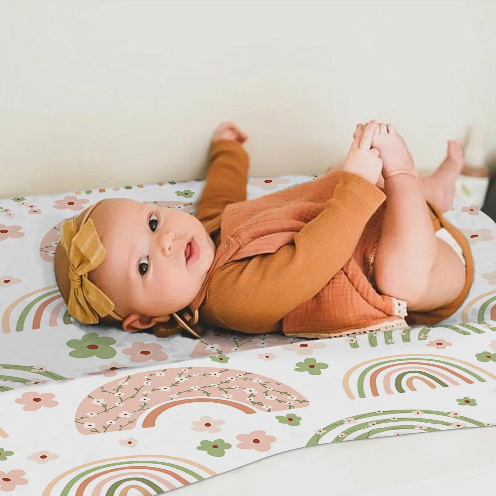 

2021 2PCS Baby Changing Pad Cover Floral Print Fitted Crib Sheet Infant or Toddler Bed Nursery Unisex Diaper Change Table Sheet