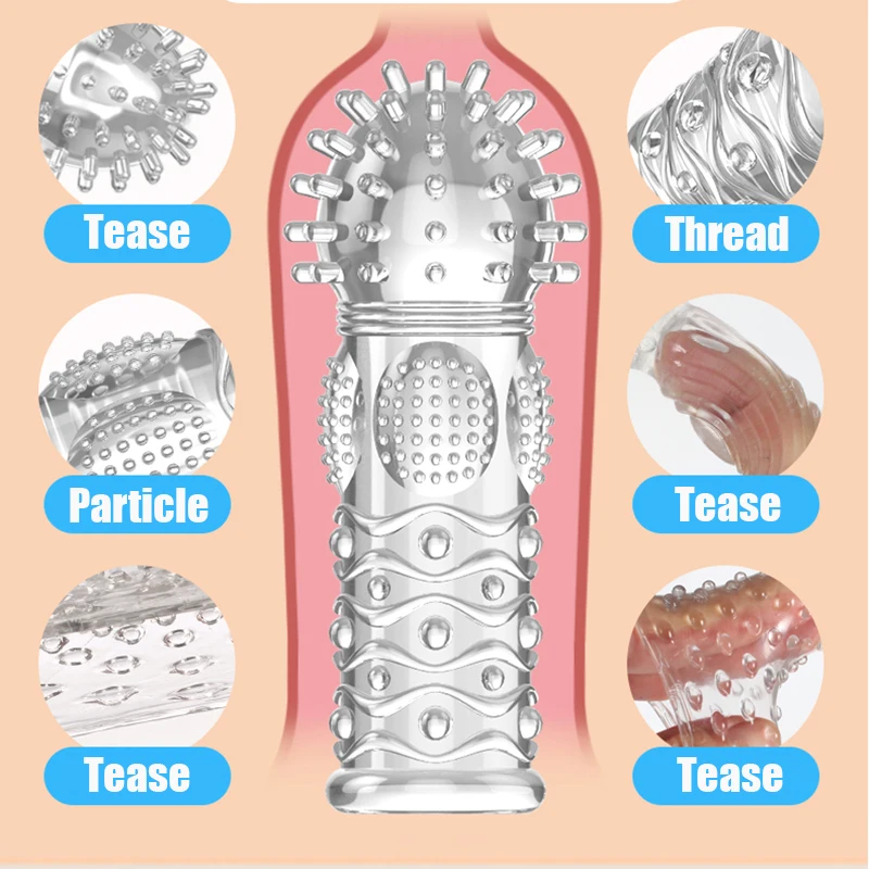 Палец презерватив Пенис рукава точки G Стимуляция клитора массаж интимные