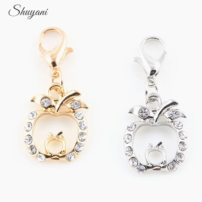 

20Pcs Enamel Cute Hollow Apple Charms For Earrings Cute Fruit Food Pendant Bracelets Making Jewelry Supplies Accessories