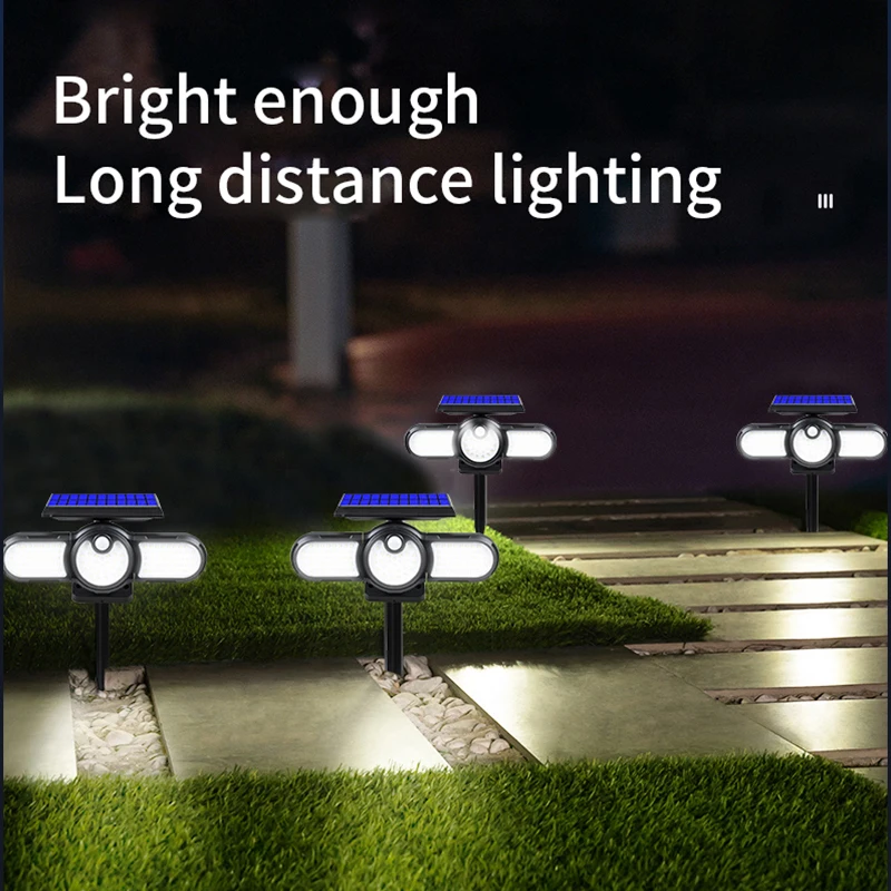 

3 Head Wide Solar Light Outdoor Angle Illumination Super Bright Waterproof Lamp For Garden Street Light PIR Motion Sensor