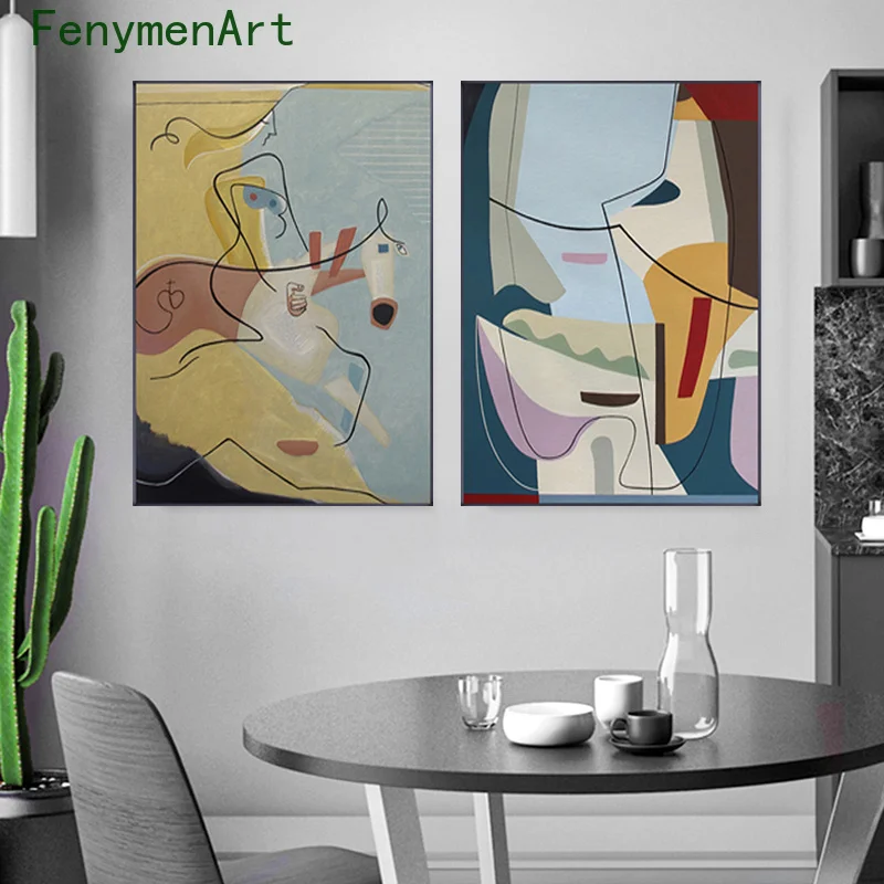 

Picasso Famous Abstract Painting On Canvas Line Art Poster Print Minimalist Wall Art Nordic Pictures for Living Room Home Decor