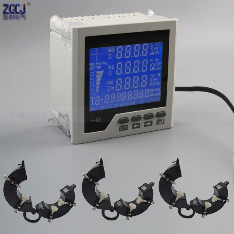 3 фазный Многофункциональный ЖК измеритель коэффициента мощности кВт/ч