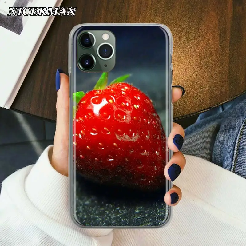 

Green cherry fruit Strawberry Phone Case for iPhone 11 Pro Max 7 8 SE 2020 X XR XS MAX 6 6s Plus 7+ 8+ 5 5s Hard Cover Coque