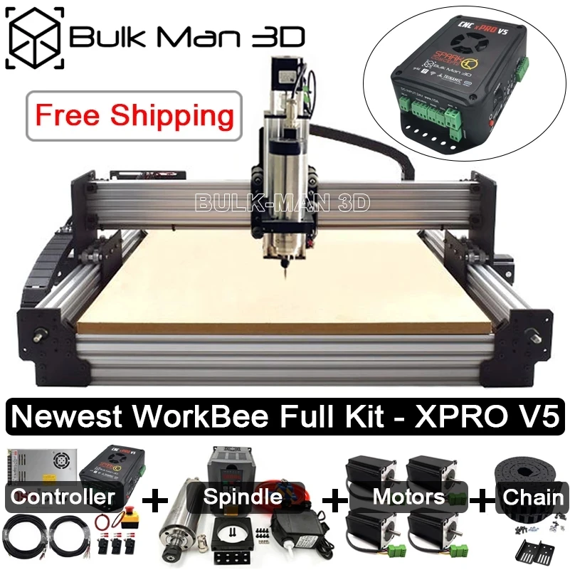 4 Axis Newest WorkBee CNC Router Machine Full Kit with xPRO V5 Tingle Tension System CNC Engraver Complete Kit Free Shipping