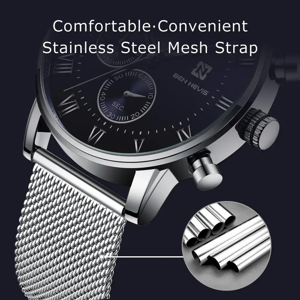 

Elegent Watches Chronograph Movement Watch Men 30M Waterproof Wristwatch Casual Clock Relogio Masculino