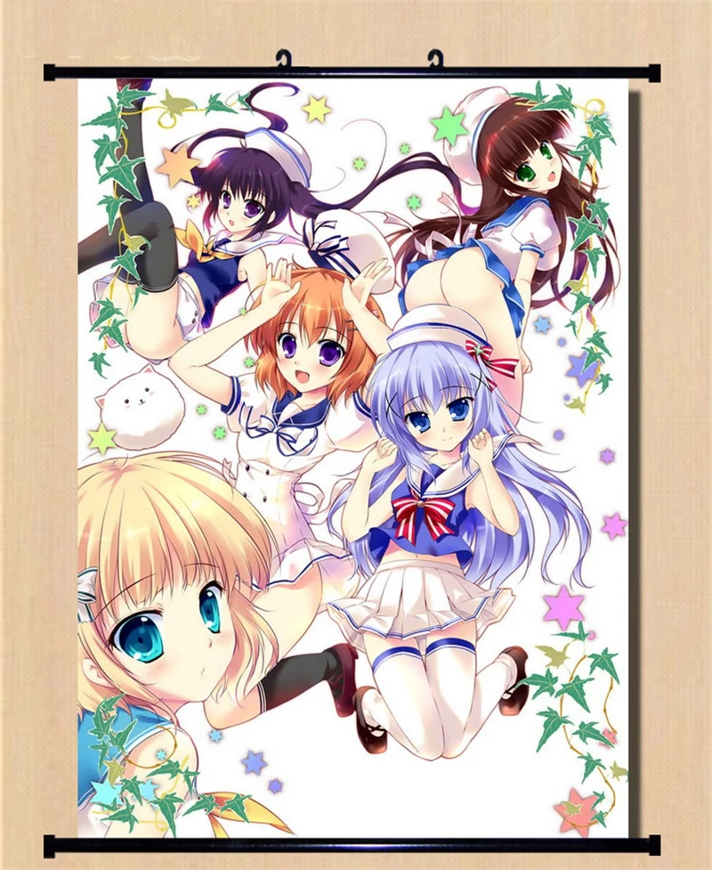 В Японии заказ кролик? Мультфильм Аниме печатный плакат свиток картина косплей