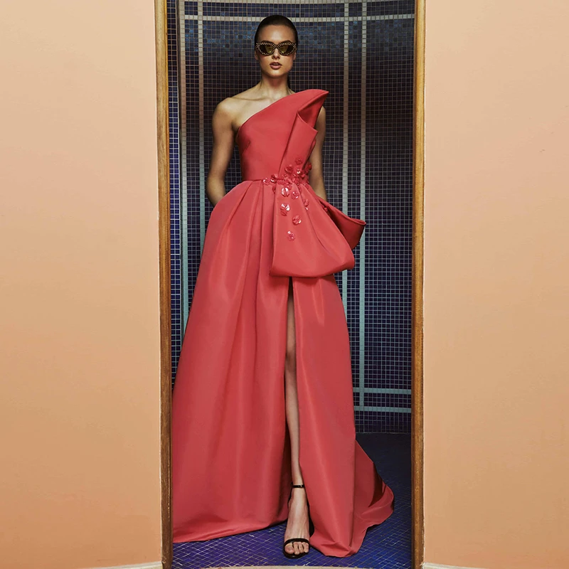 

Verngo Red Evening Dress Long Elegant Prom Dress Side Slit Party Gowns Strapless Formal Dress Vestidos Elegantes