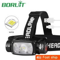 boruit 5 lamp beads led headlamps type c rechargeable powerful headlight 1865021700 waterproof for fishing camping climbing run