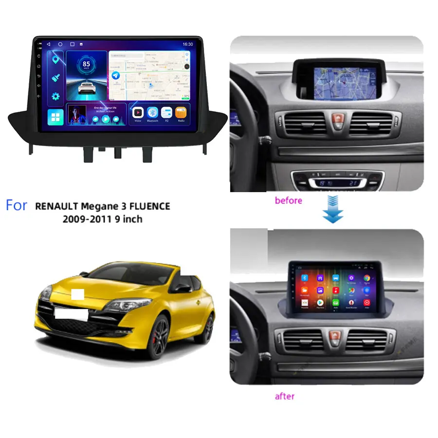 $125.45 JUSTNAVI Android 10.0 GPS Car Radio For Renault Megane 3 Fluence Samsung SM3 2008 - 2014 Multimedia Player DSP CarPlay 8G 128G