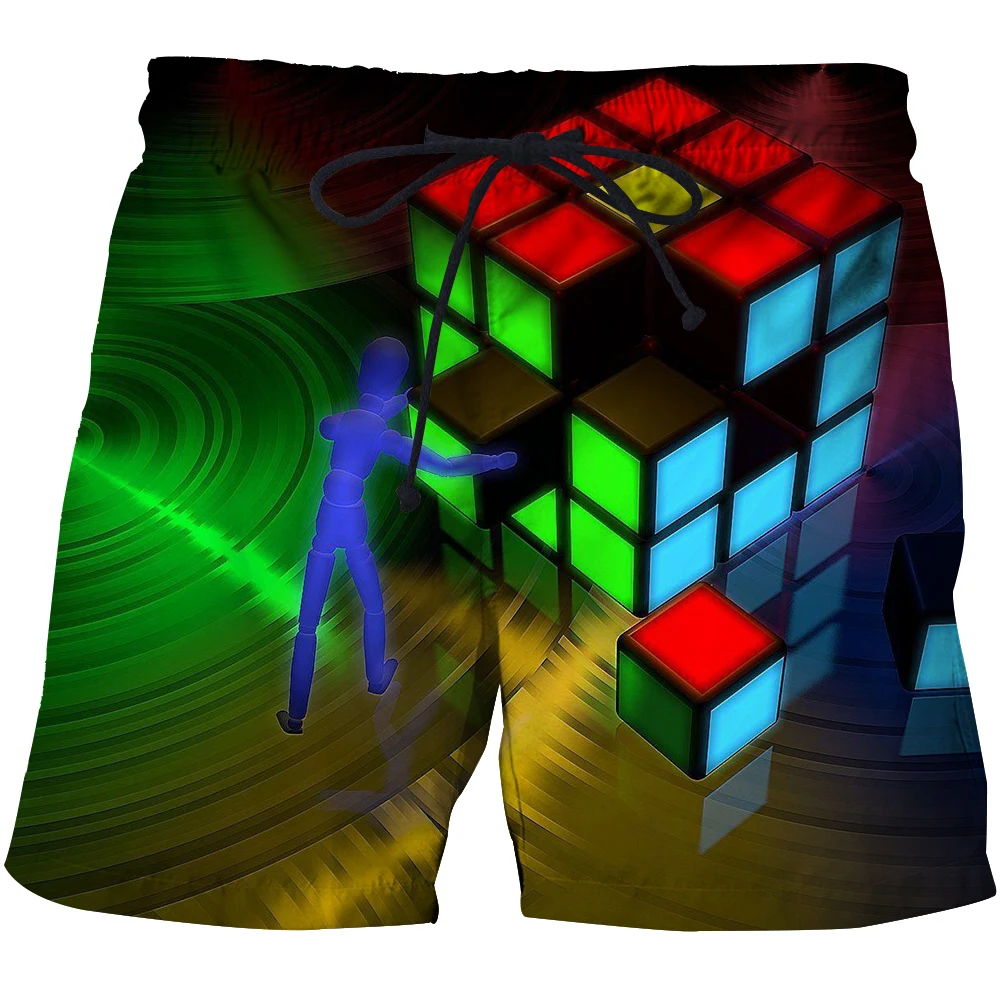 

In the summer of 2021, the new Rubik's Cube animation series 3D printed men's beach pants seaside loose leisure swimming trunks