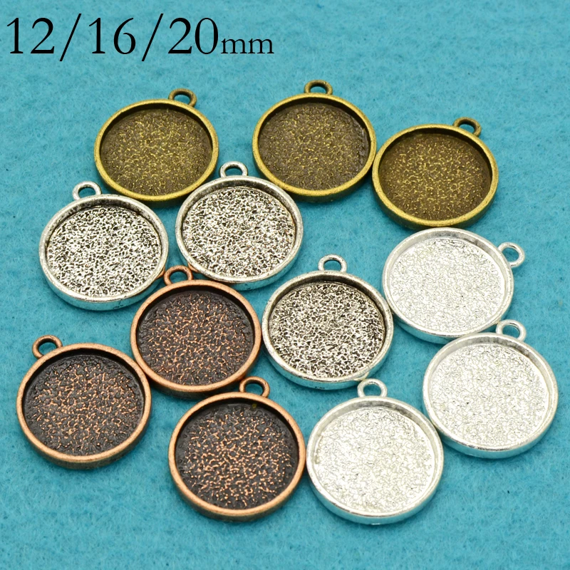 100 pcs - 12/16/20mm Round Bezel Pendant Blanks Circle Cabochon Setting Base for Pendants Bracelet or Earring Charms | Украшения и