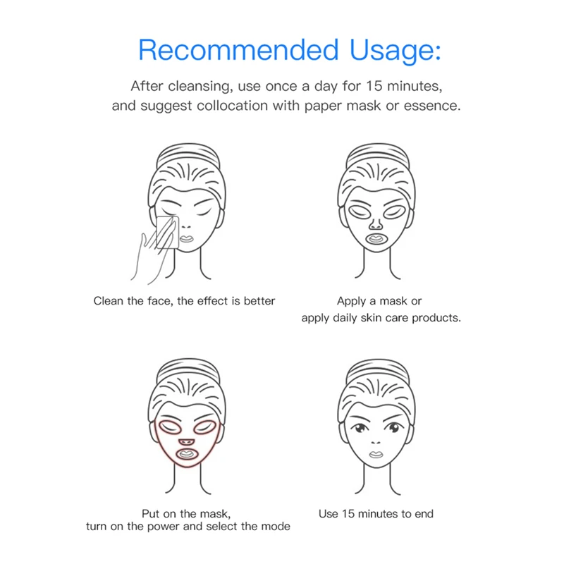 

CkeyiN 7 Colors LED Facial Mask Photon Therapy Anti Aging Wrinkle Removal Skin Rejuvenation Face Beauty Mask Skin Tighten Care