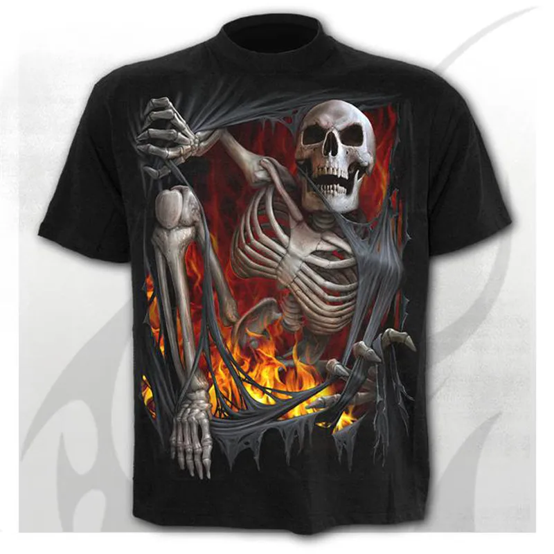 

Black Skull T-shirt Men and Women Summer O-neck Punk Rock Oversized T-shirt Trend Quick-drying Retro Death Note 3D T-shirt Men