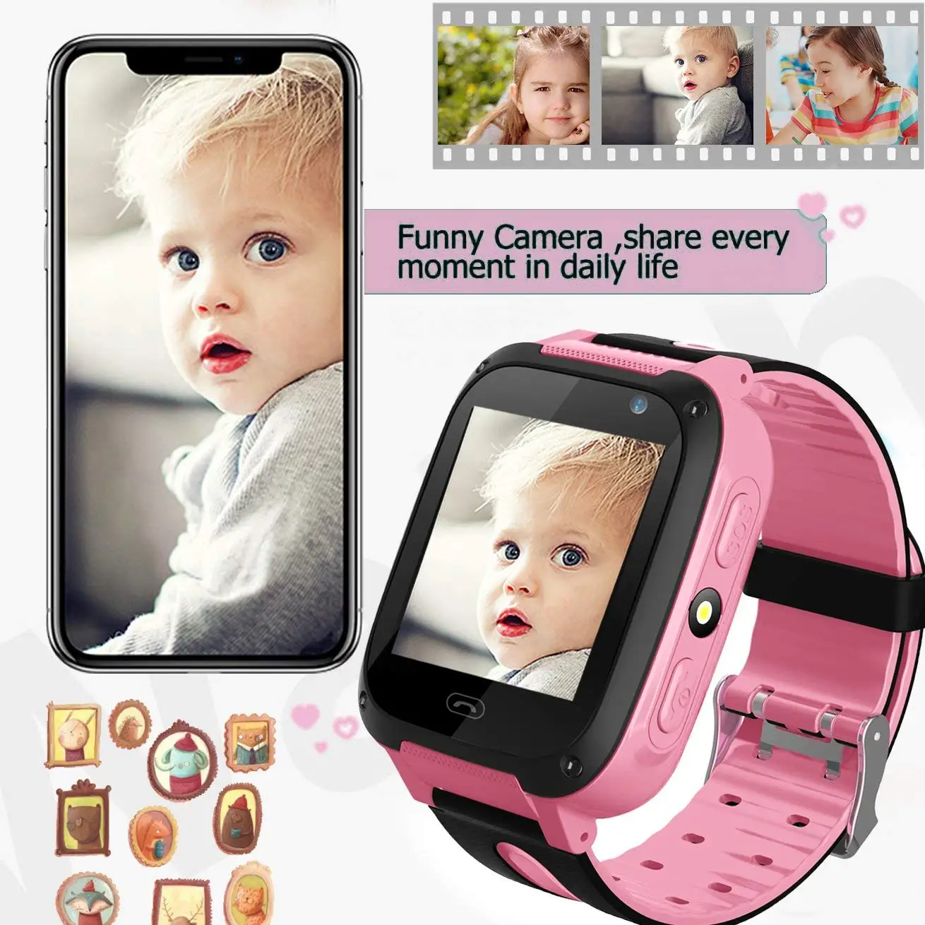 Детские Смарт часы 16G TF карта для девочек и мальчиков GPS фитнес браслет трекер