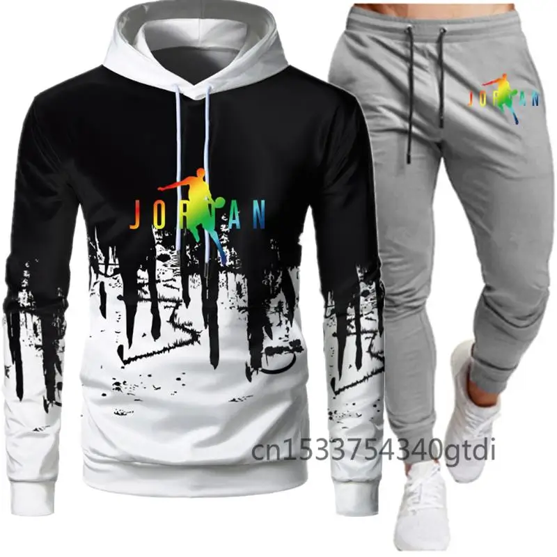 

2 Pieces Sets Tracksuit Men Hooded Sweatshirt+Pants Pullover Hoodie Sportwear Suit Ropa Hombre Casual Men Clothes Size S-4XL