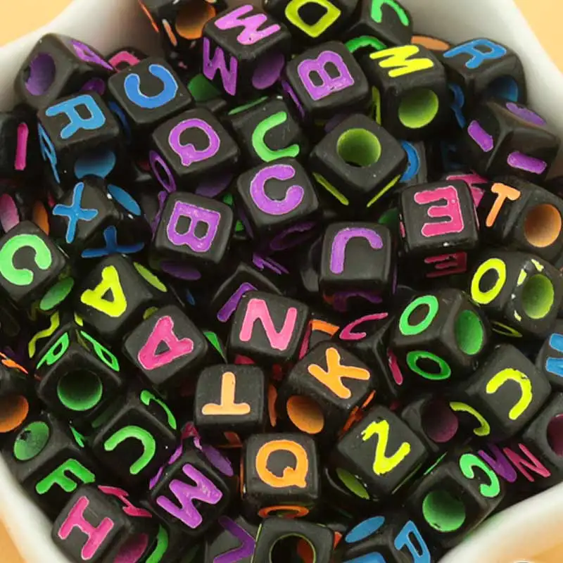 DIY квадратные круглые акриловые бусины алфавита россыпью для изготовления