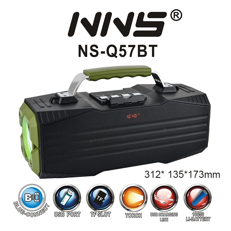 NNS NS-Q57 портативный Bluetooth Speake с ручкой светодиодный фонарик Поддержка FM радио USB TF