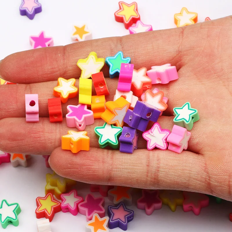 50 шт. 10 мм звезды смешанных цветов Форма Полимерная глина бусины Свободные Spacer