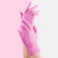100pcs disposable gloves red pink latex free woman female home workplace safety elastic glove synthetic nitrile vinyl small