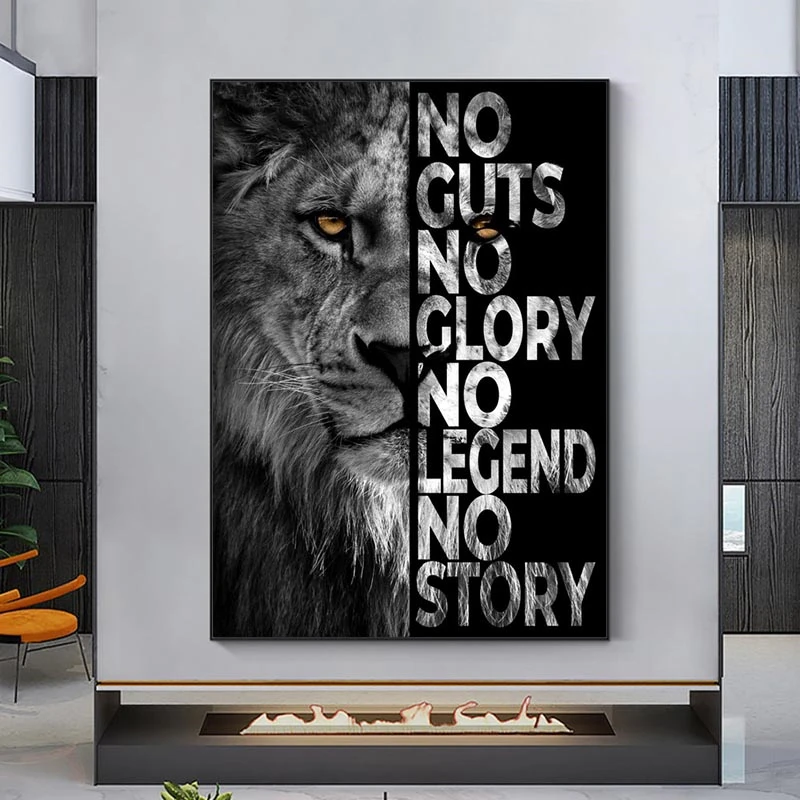 

Modern Wild Lion Motivational Quote Canvas Painting Wall Art Posters Prints Wall Pictures for Living Room Office Cuadros Decor