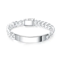 hip hop mens 925 sterling silver bracelet bridge surface glossy sideways bracelet cuban chain jewelry gift
