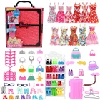 Аксессуары для кукол Барби, набор из 55 предметов = 1 вешалка для обувишкафбагажник + 10 предметов одежды + 10 вешалков + 4 ожерелья + 2 сумки + 10 обуви