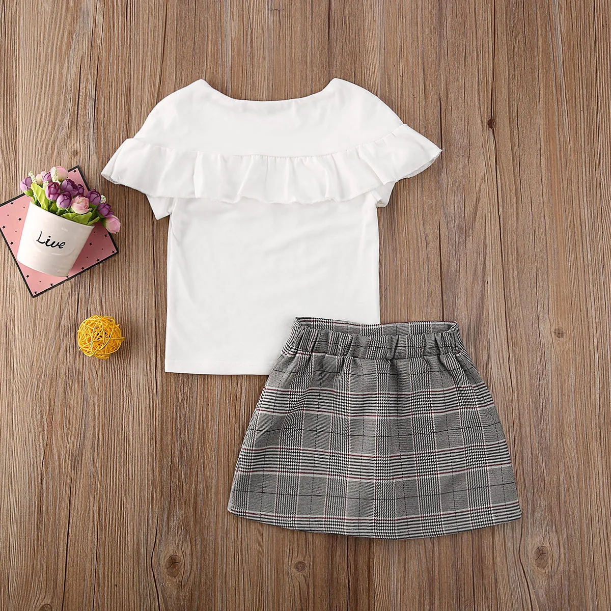 Комплект из 2 предметов для маленьких девочек летняя блузка с короткими рукавами