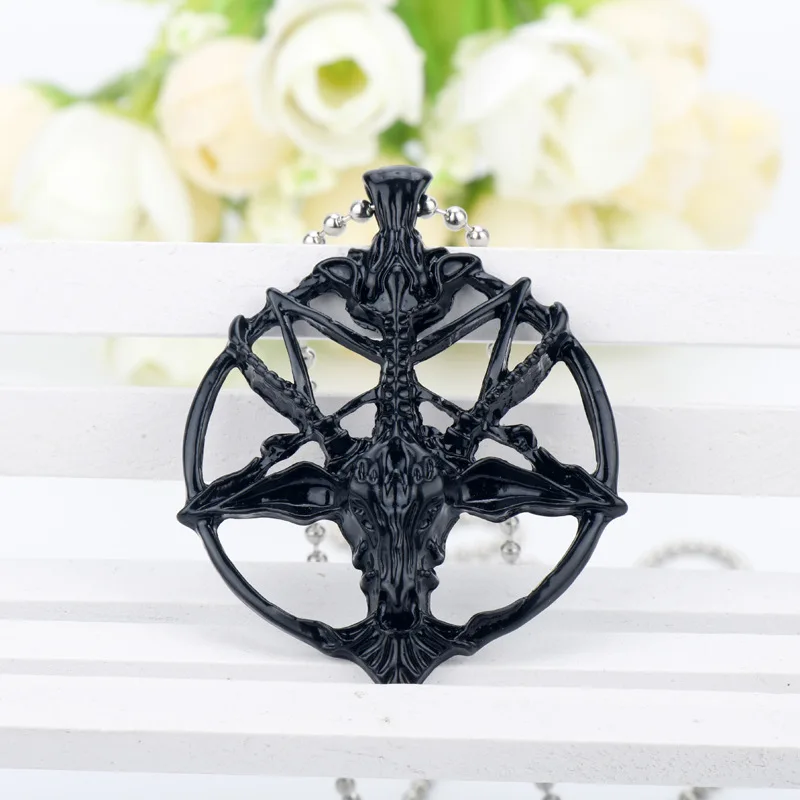 Мужская цепочка с подвеской в виде пятиконечной звезды Pan God черепа козы ожерелье