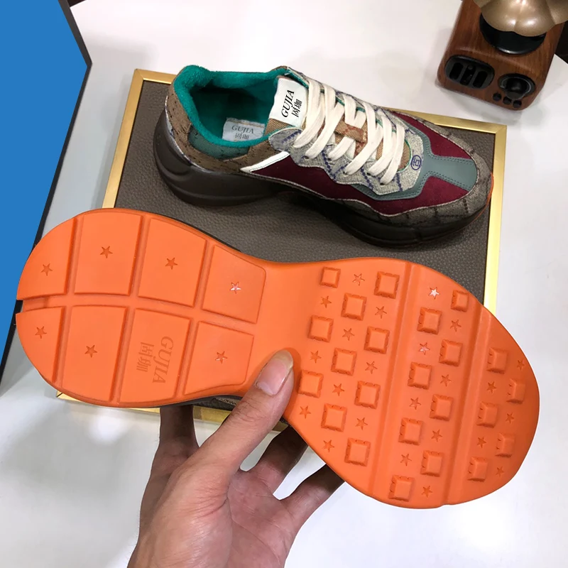 

GujiaGG-Women Cow Leather Flats Shoes High Quality Italian Style Fashion Sneakers 2020