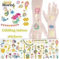 morixi gilding tattoo stickers mermaid patterns cute animals for kids body face makeup water transfer waterproof tattoo ra084