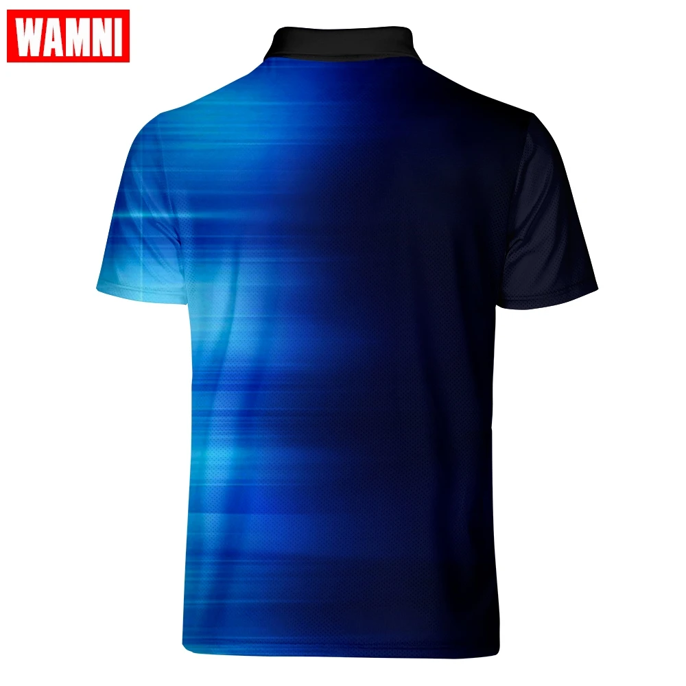 WAMNI Brand Fashion Men Gradient Quick Drying Polo Shirt Casual Sport Simple 3D Male Short Sleeve Turn-down Collar Polo-shirt | Спорт и