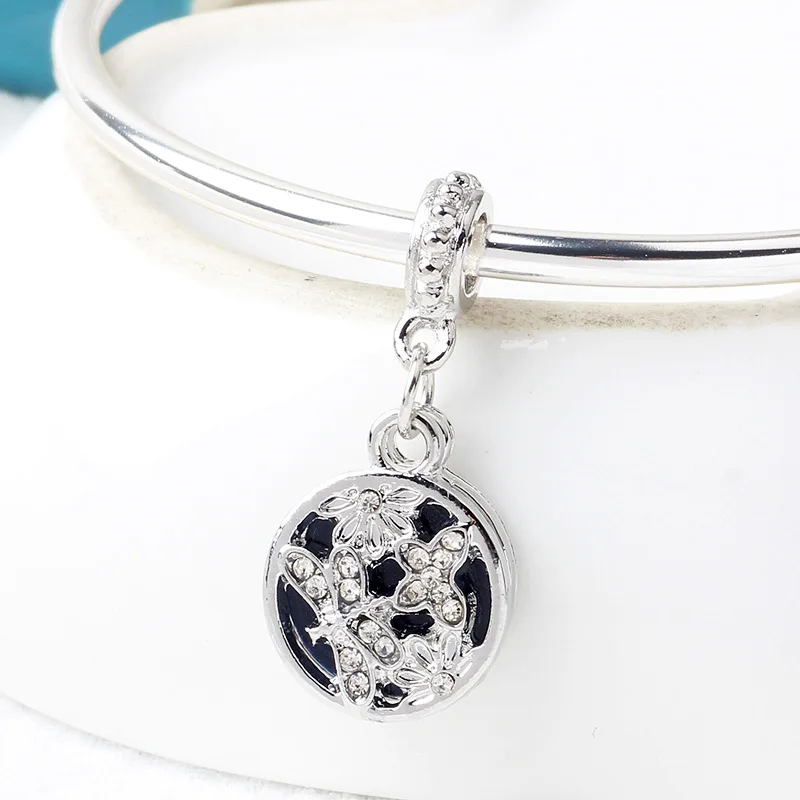 Новинка оригинальные посеребренные бусины из сплава синяя эмаль натуральная