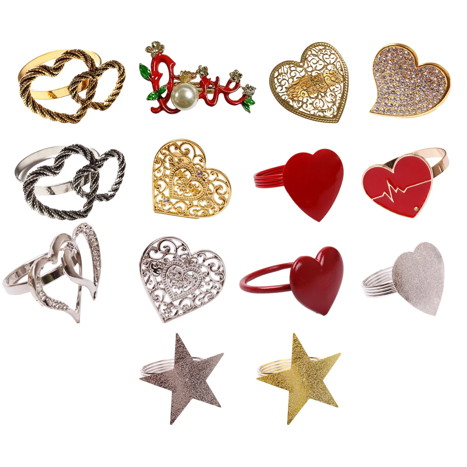 

1 шт. сплава в форме сердца День Святого Валентина Кольца для салфеток Украшение стола полые Семья посиделок Применение салфетки пряжки Дер...