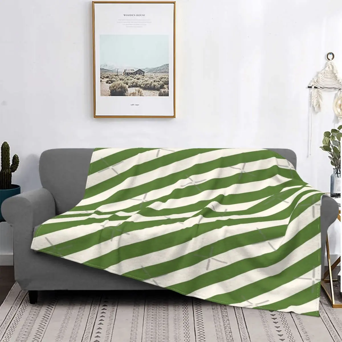 

Xmas D-colcha a cuadros para cama y sofada, manta ligera a rayas verdes, 135