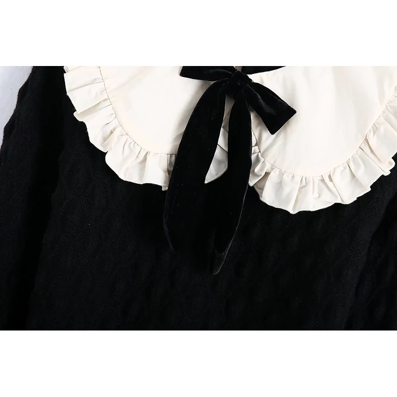 Женский трикотажный свитер KONDALA Za однотонный черный пуловер с длинным рукавом и