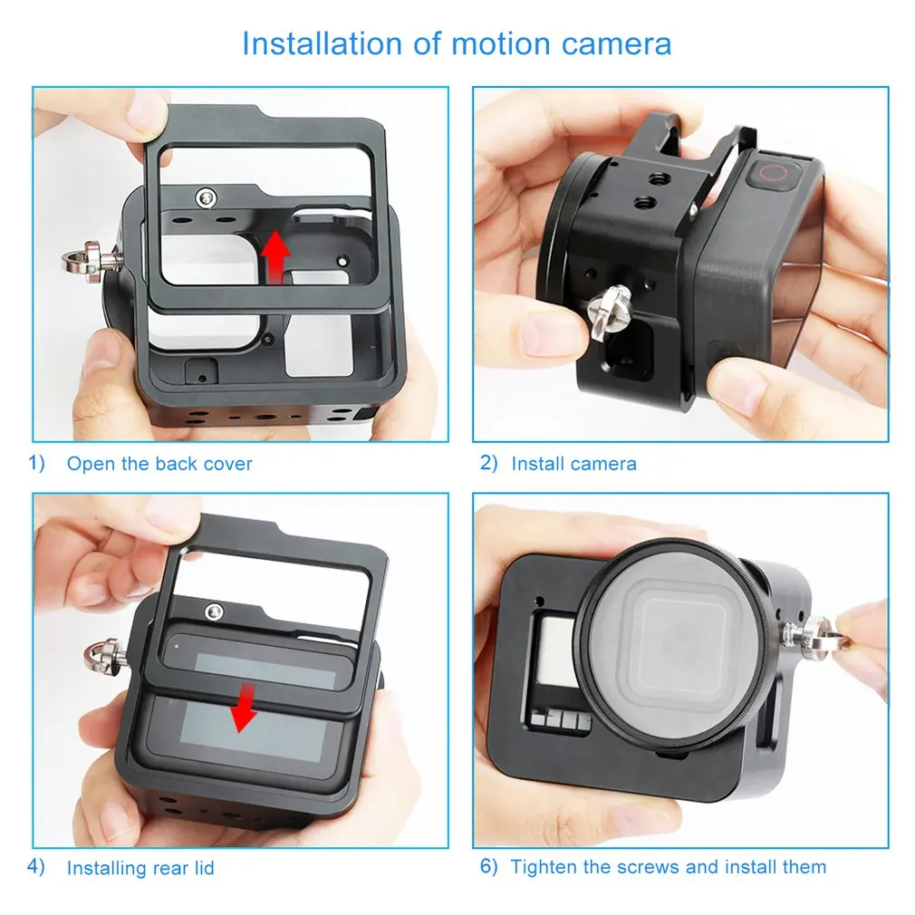 Защитный чехол из алюминиевого сплава для GoPro Hero 8 черная металлическая рамка