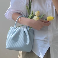 retro folded women small bucket shoulder bag summer new fashion ladies portable messenger bags elegant female purse handbags