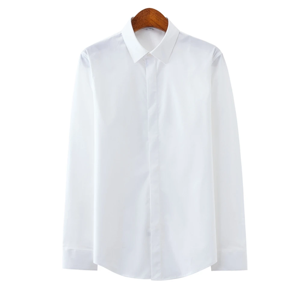 

Shirts Men 2021 New High Quality Men's Square Collar Embroidered Single-breasted Business Casual Slim Longsleeve Shirt for Men