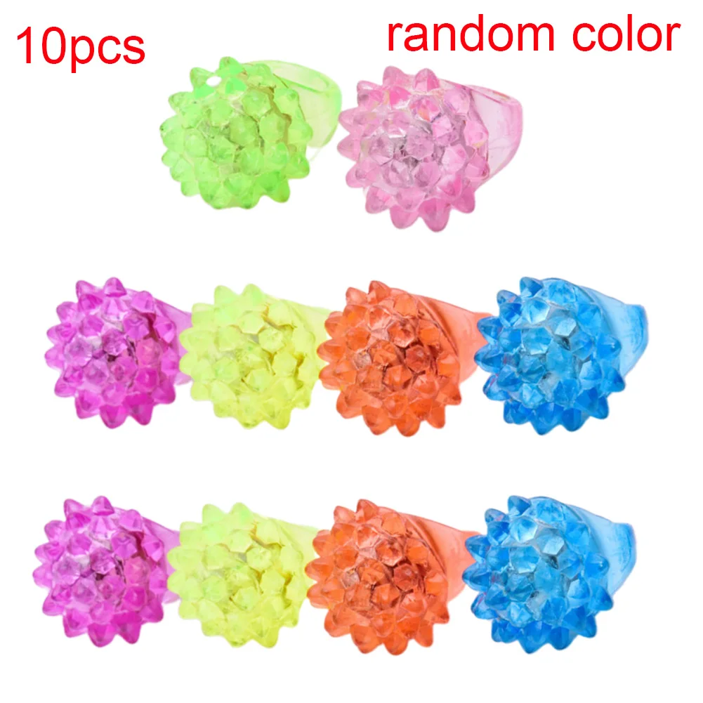 

10 Pcs Finger Flashing LED Strawberry Children Fun Games Glow Jelly Portable Colorful Bumpy Rings Light Up Toy Plastic