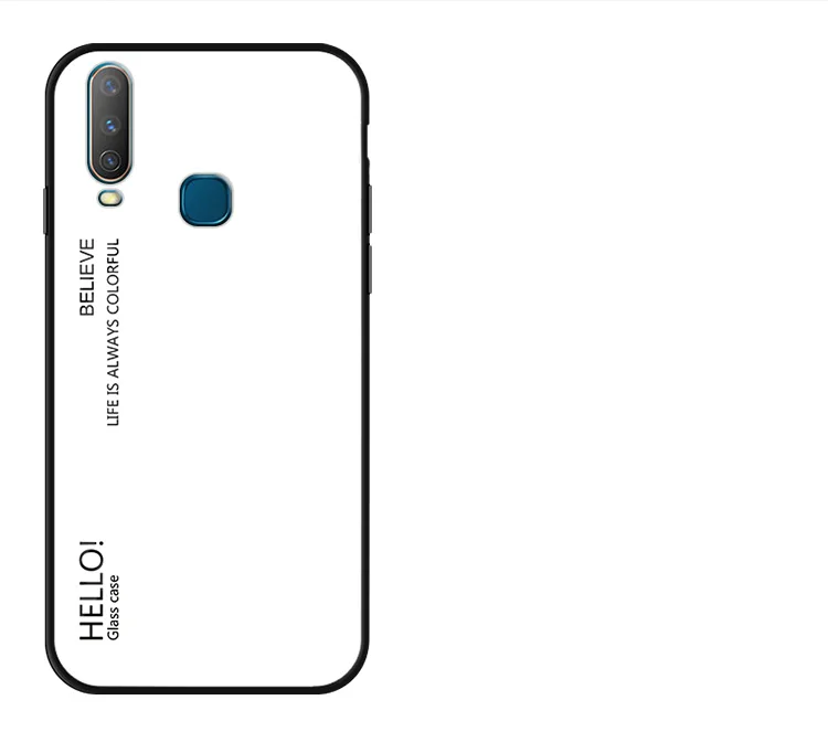 Чехол Vivo Y12, градиентный чехол из закаленного стекла для Vivo Y17 Y15 U10 U3x, градиентный цвет, глянцевая стеклянная защитная крышка, 6,35 дюйма