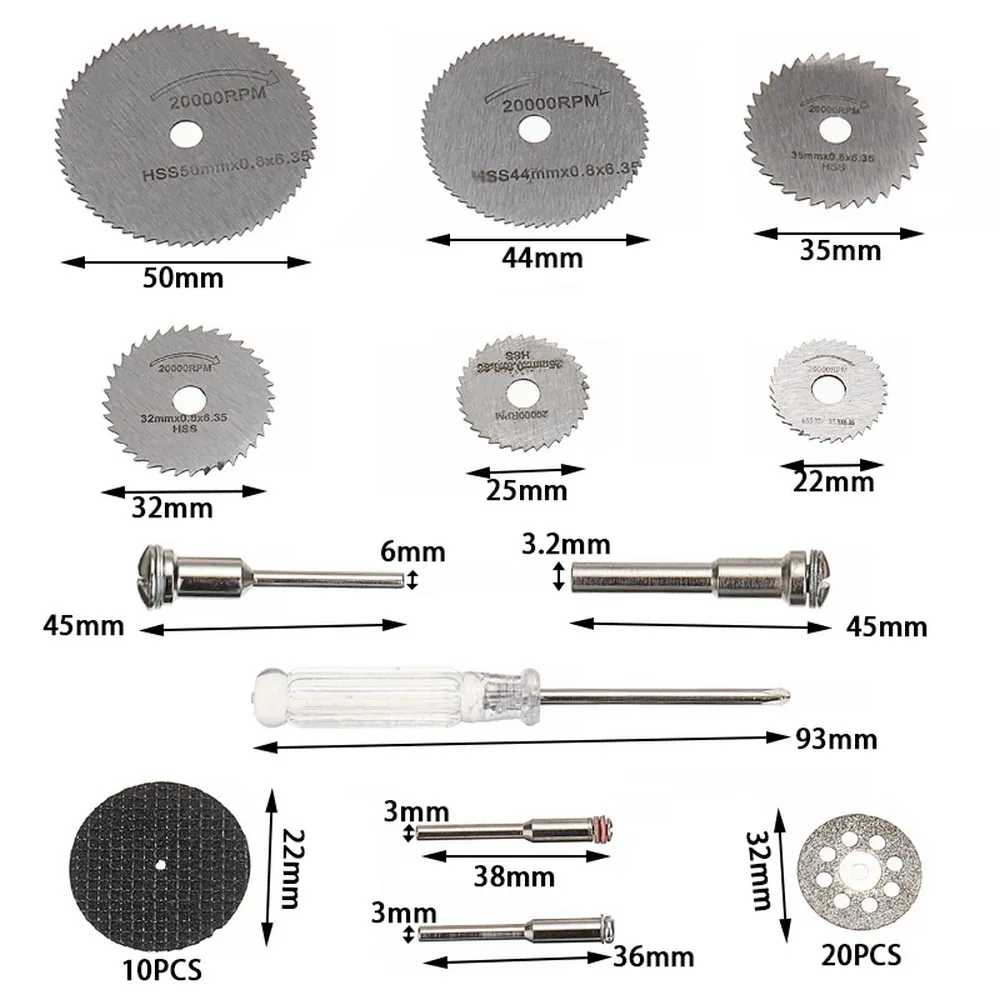 

44Pcs Diamond Saw Blade Set HSS Mini Circular Saw Blade for Dremel Rotary Tools Resin Cut-Off Wheels Diamond Cutting Discs