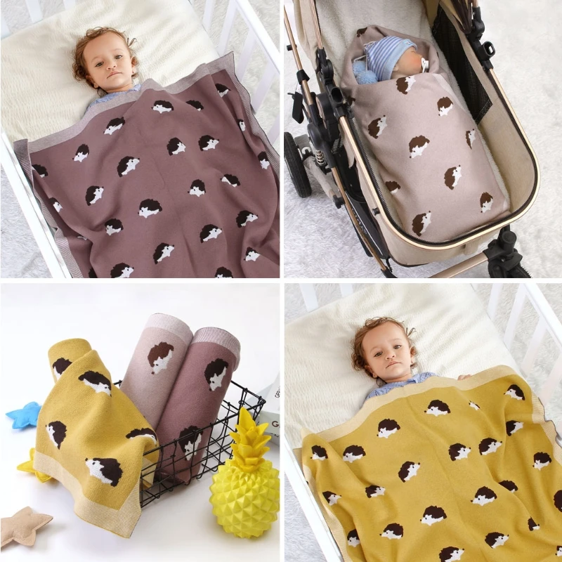 

Baby Blankets Newborn Swaddle Wrap Super Soft Toddler Kids Sofa Crib Blanket Infant Hedgehog Knitted Stroller Quilts