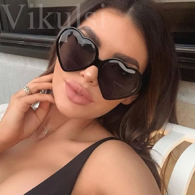 Очки солнцезащитные женские большие в форме сердца пикантные модные солнечные