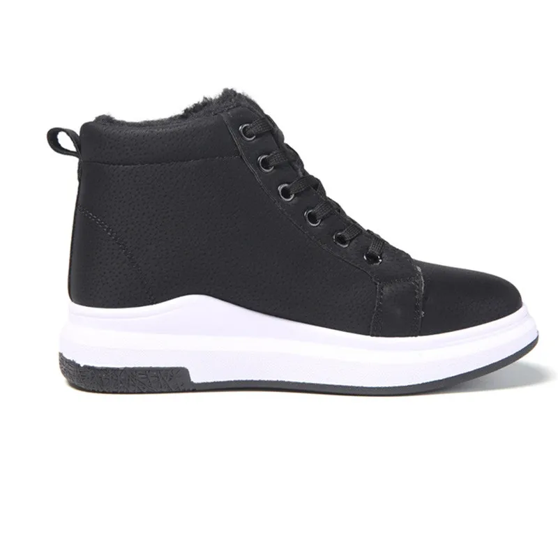 Женские ботинки со шнуровкой и плюшевой подкладкой на платформе|Зимние сапоги| |